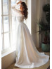 Beaded White Tulle Satin Chic Wedding Dress
